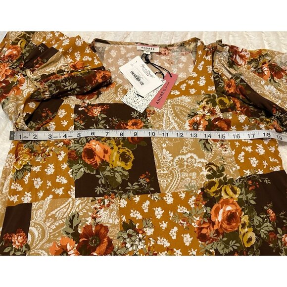 Lot of 2 ANDREE By Unit Brand Colorful Floral Blouses 100% Rayon Women's Size S - Picture 15 of 16